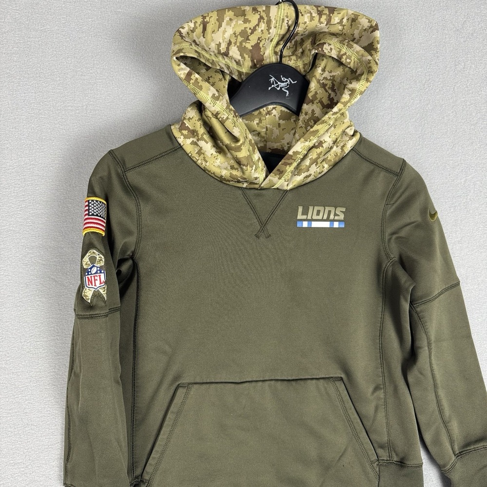 Nike Detroit Lions Salute To Service 2017 Therma-Fit Hoodie Youth Small Camo